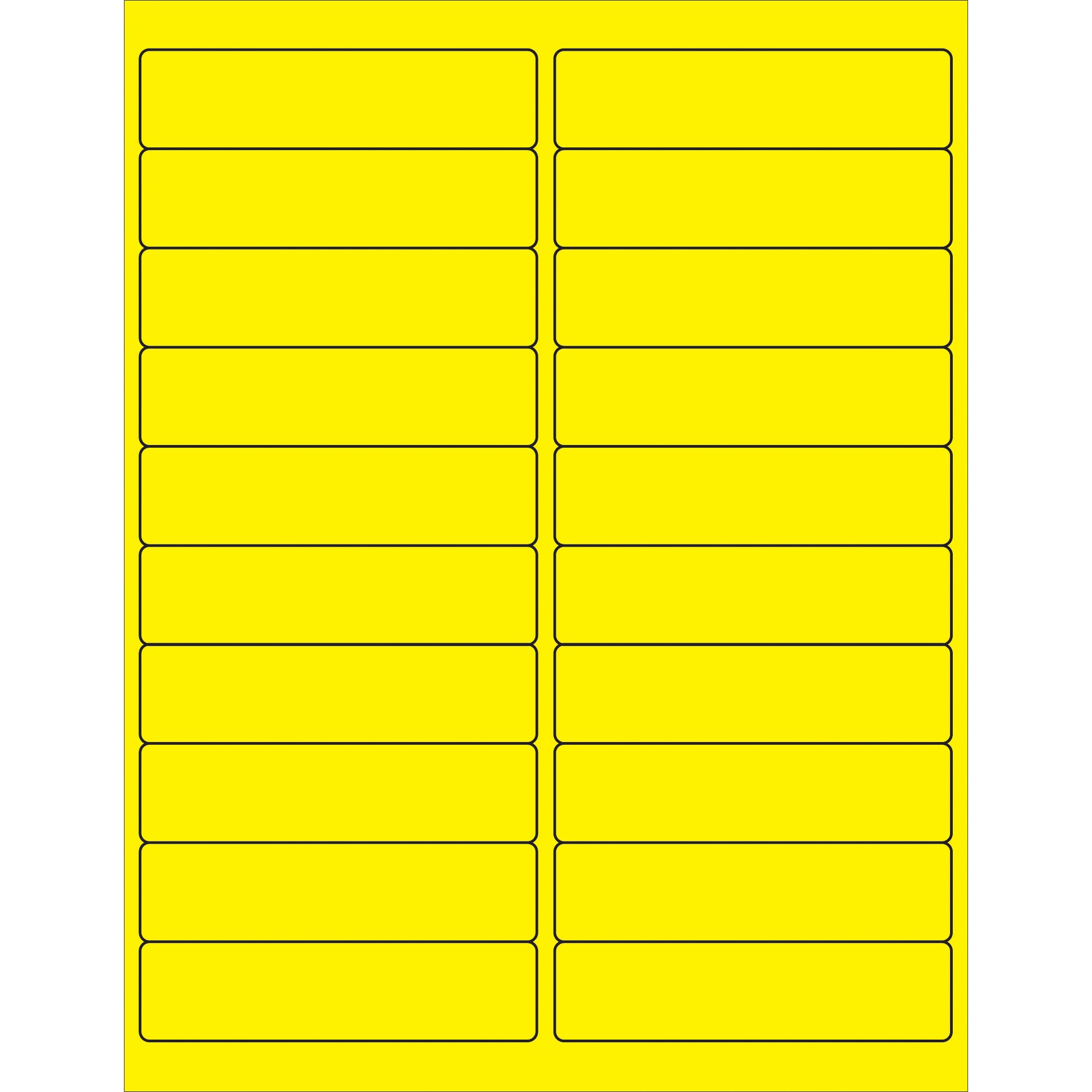 4 x 1" Fluorescent Yellow Rectangle Laser Labels (LL177YE) Case Of 2000