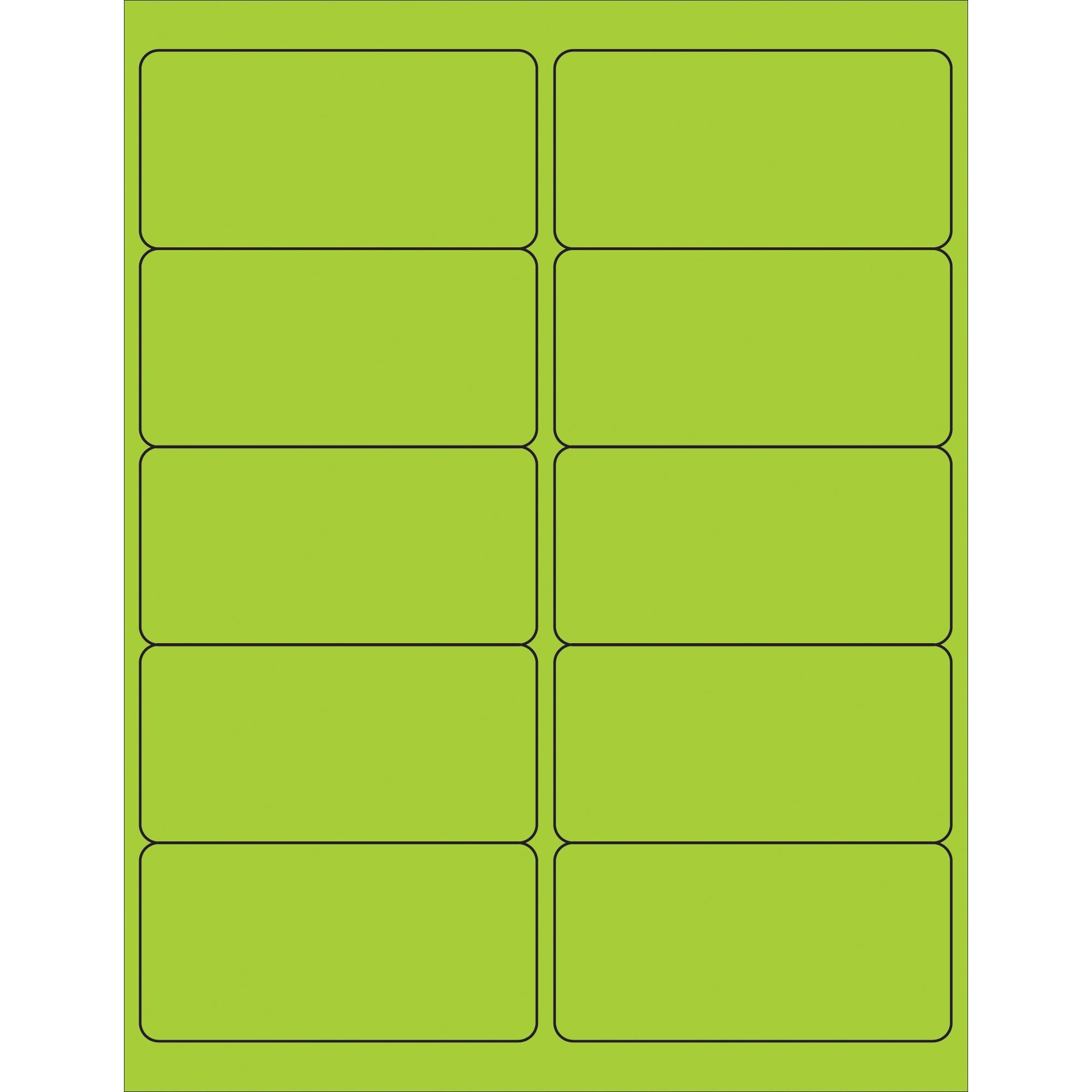 4 x 2" Fluorescent Green Removable Rectangle Laser Labels (LL410GN) Case Of 1000