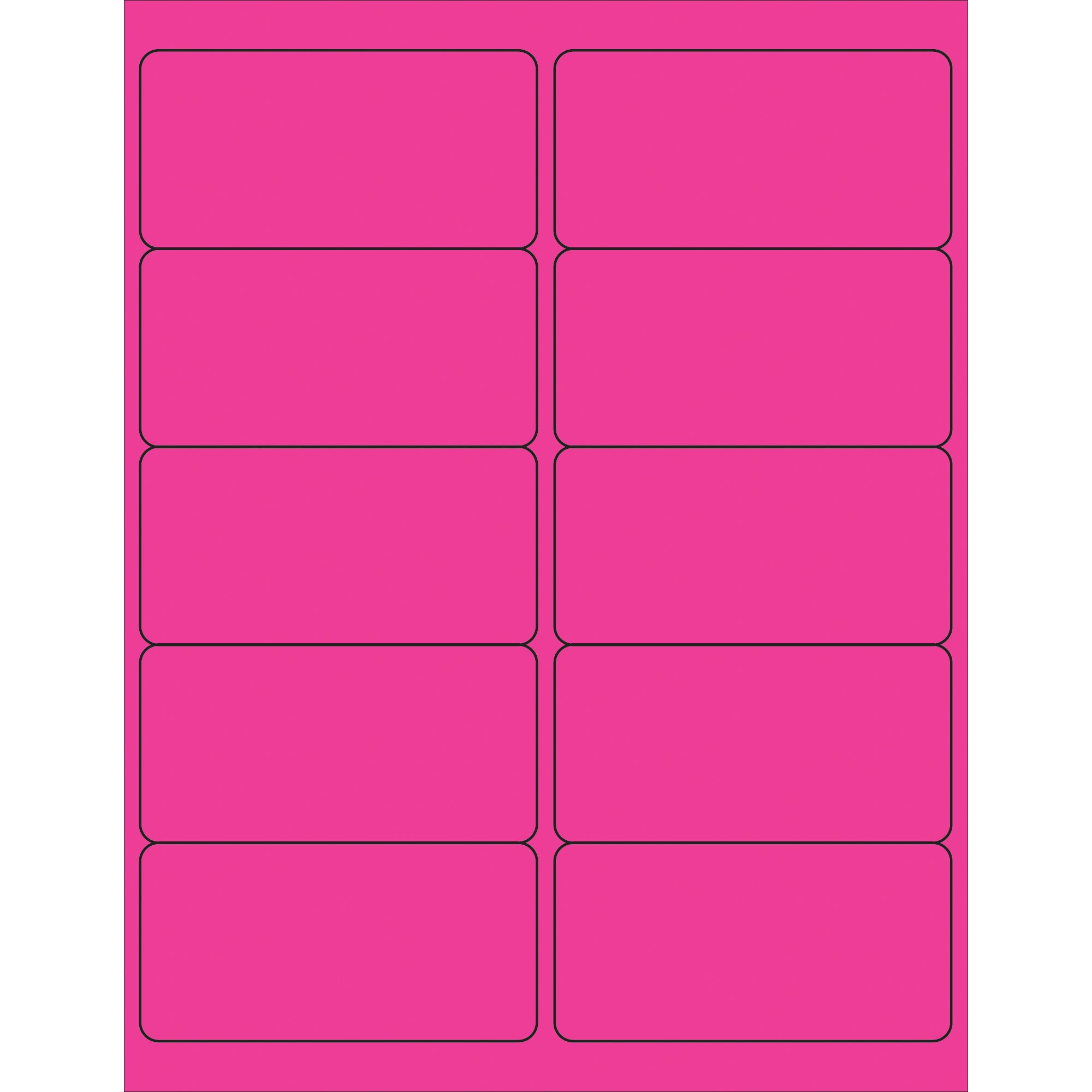 4 x 2" Fluorescent Pink Removable Rectangle Laser Labels (LL410PK) Case Of 1000