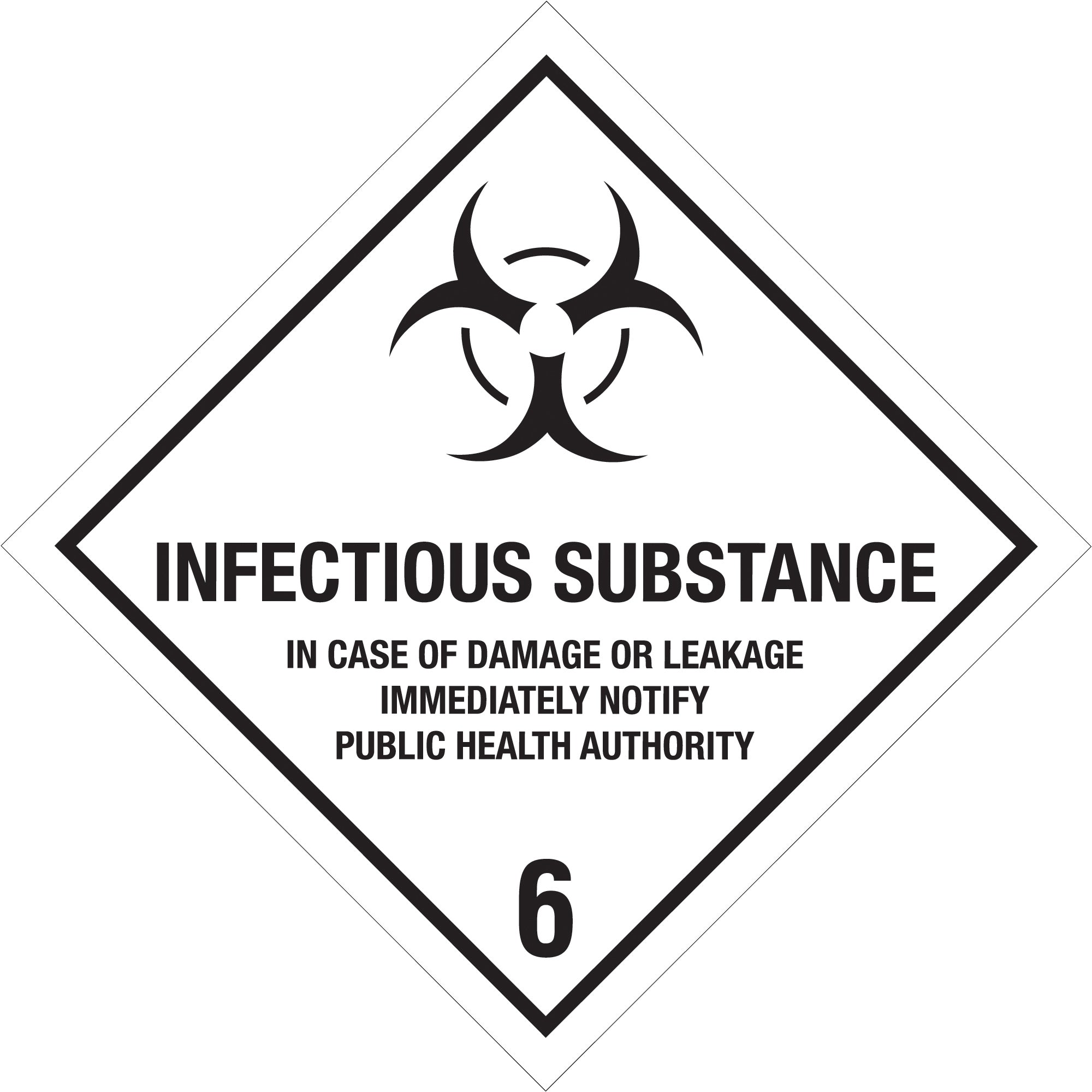 4 x 4" - "Infectious Substance - 6" Labels (DL5190) Roll Of 500