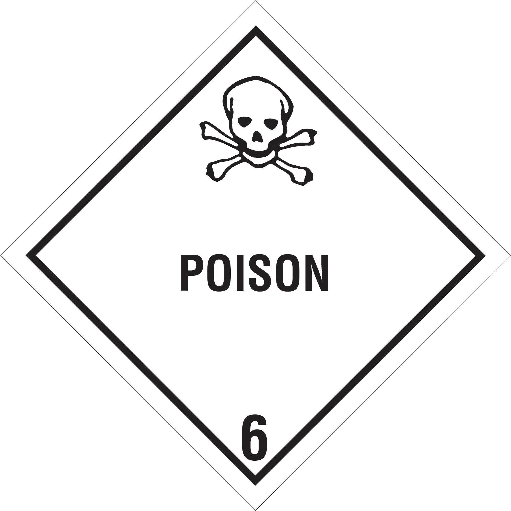 4 x 4" - "Poison - 6" Labels (DL5180) Roll Of 500