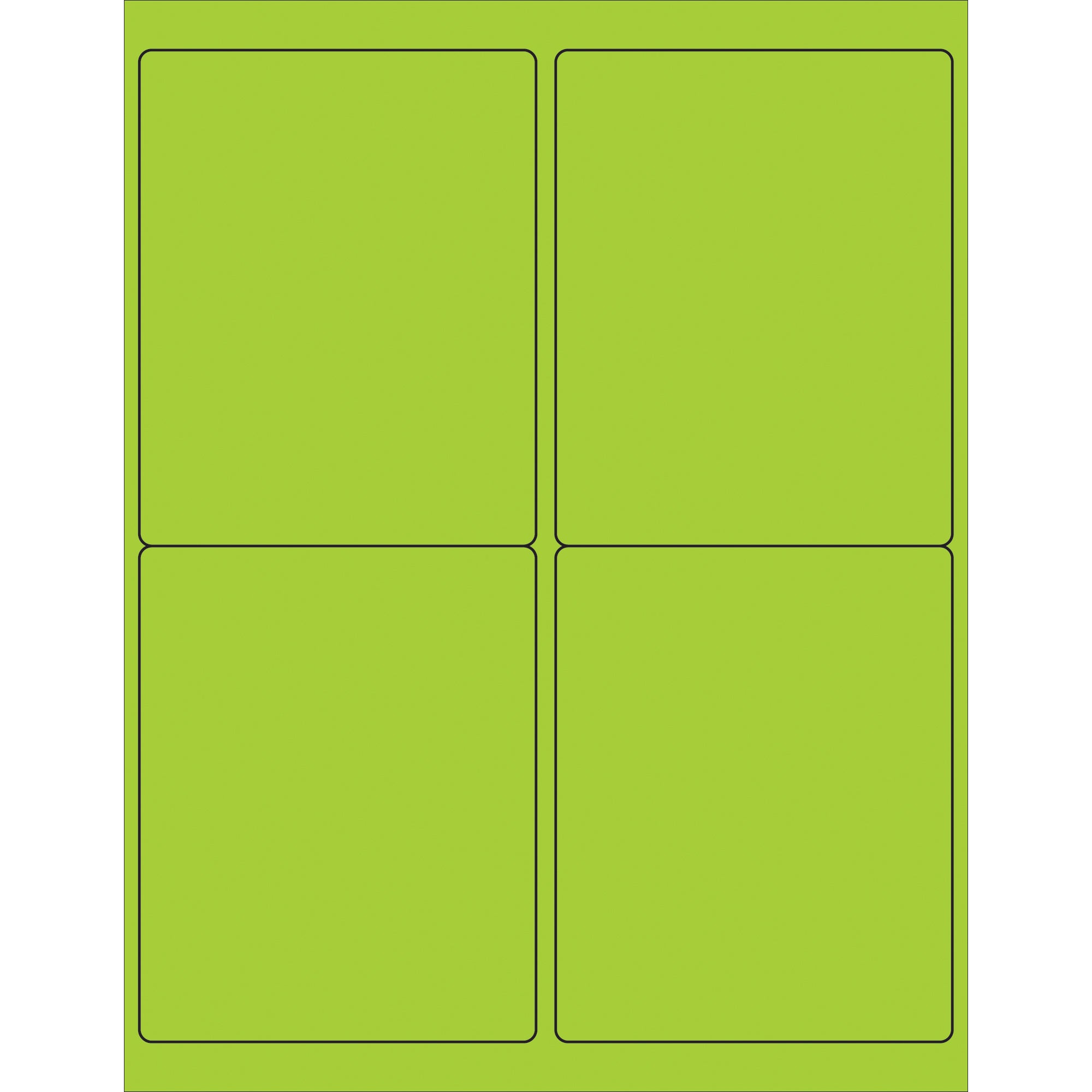 4 x 5" Fluorescent Green Rectangle Laser Labels (LL181GN) Case Of 400