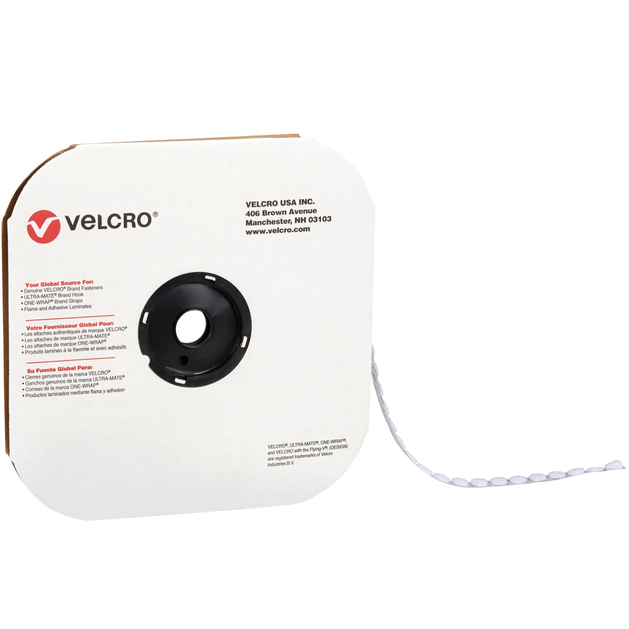 5/8" - Loop - White VELCRO Brand Tape - Individual Dots (VEL173) Case Of 1200
