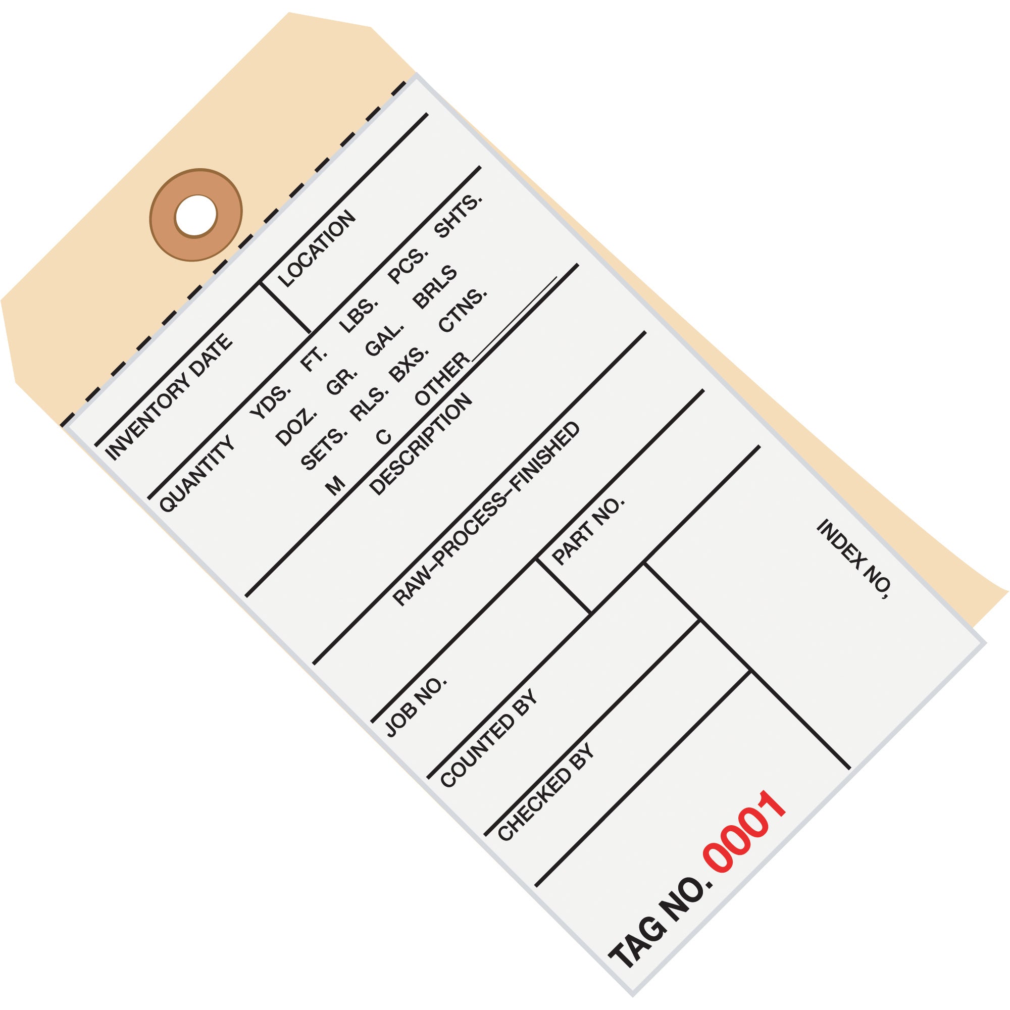 6 1/4 x 3 1/8" - (7000-7499) Inventory Tags 2 Part Carbonless # 8 (G15151) Case Of 500