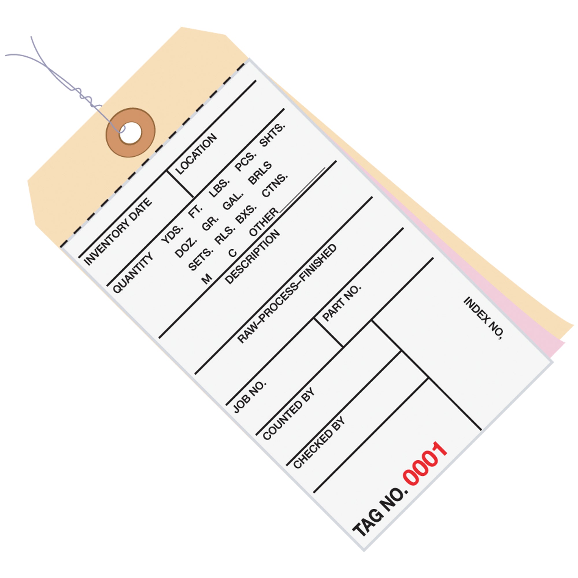 6 1/4 x 3 1/8" - (7500-7999) Inventory Tags 3 Part Carbonless #8 - Pre-Wired (G16163) Case Of 500