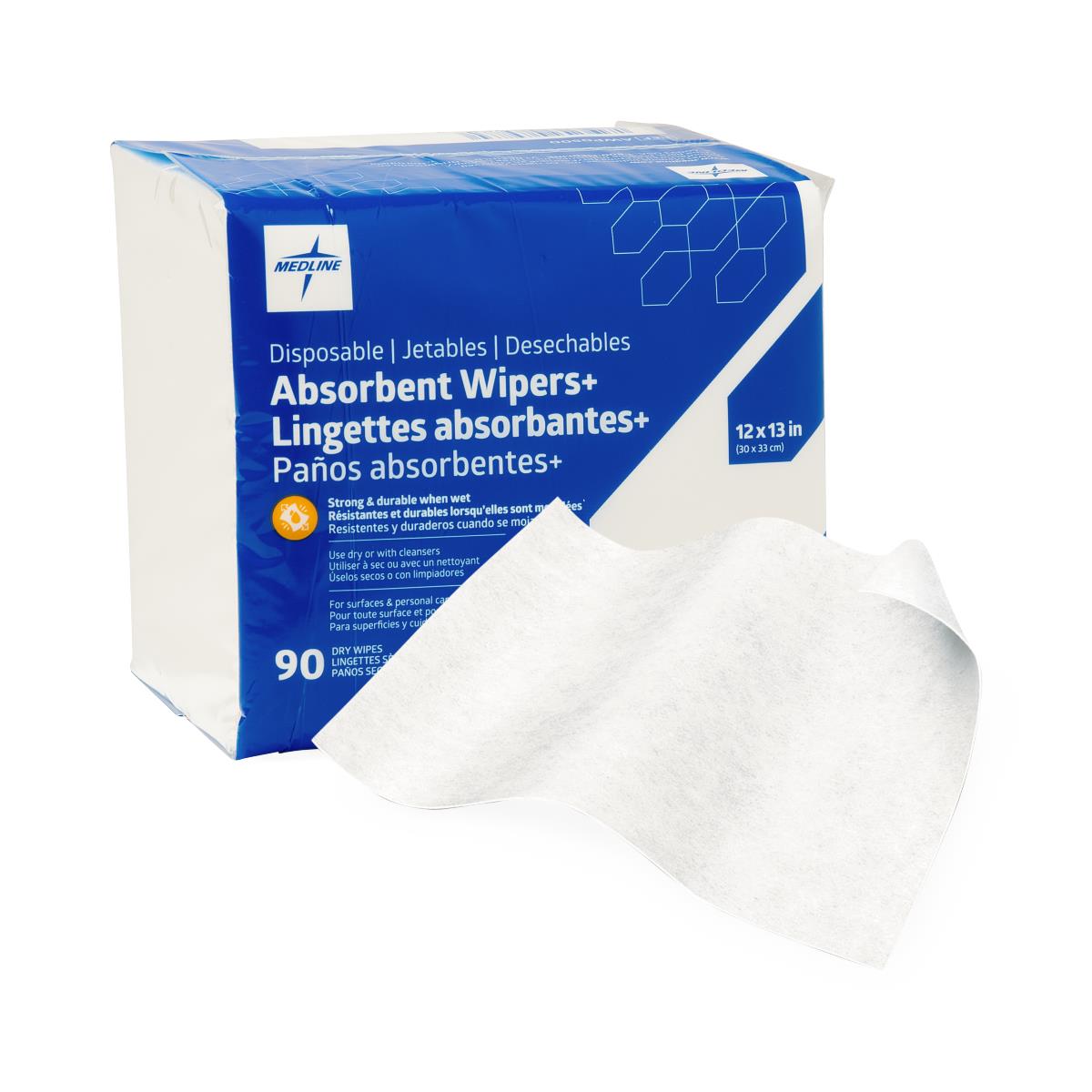 Absorbent Wipers  Dry Wipes, 12" x 13", 90/BG (AWP0500Z) Bag of 90