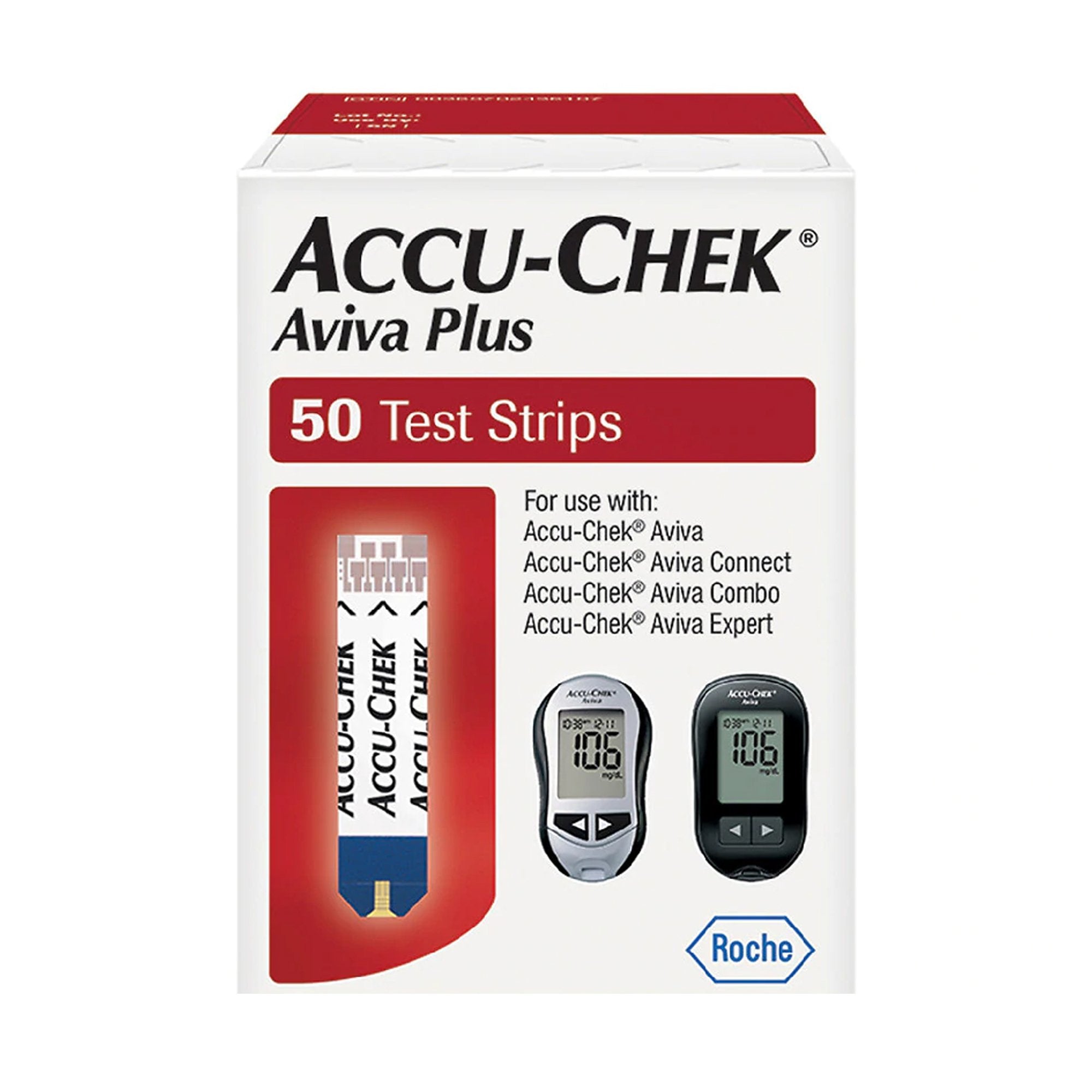 Accu-Chek Aviva Plus Blood Glucose Test Strips 50 Strips per Pack (788222_VL) 50/VL