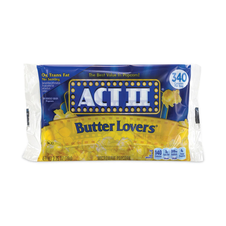 Act II Butter Lovers Microwave Popcorn, 2.75 oz Bag, 36/Carton, Ships in 1-3 Business Days (GRR20902591) Each