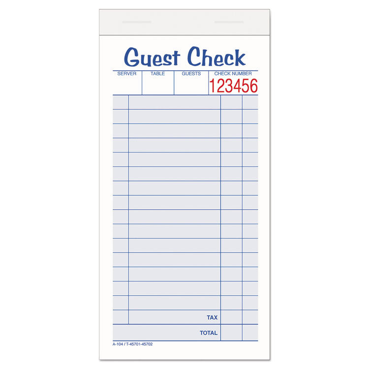 Adams Guest Check Pad, Two-Part Carbonless, 6.38 x 3.38, 50 Forms Total (ABF10450SW) Pack of 10