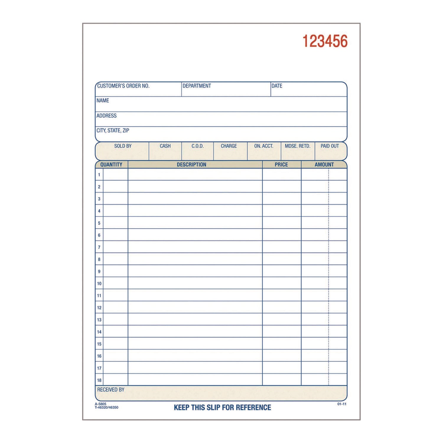Adams Multipart Sales Order Pad, Two-Part Carbonless, 5.56 x 7.94, 50 Forms/Pad, 10 Pads/Box (ABFDC580510) Each