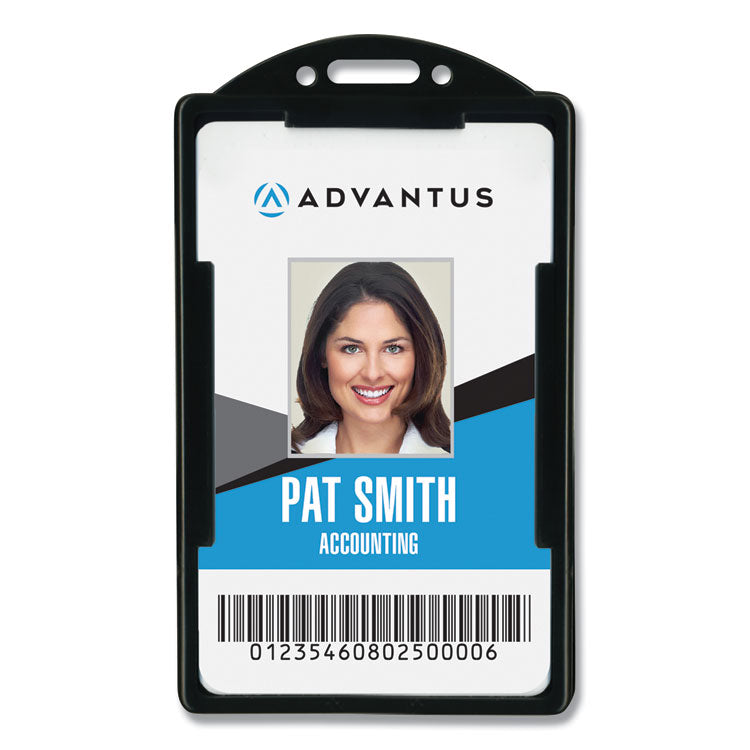 Advantus ID Card Holders, Vertical, Black 2.38" x 3.68" Holder, 2.13" x 3.38" Insert, 25/Pack (AVT75657) Pack of 25