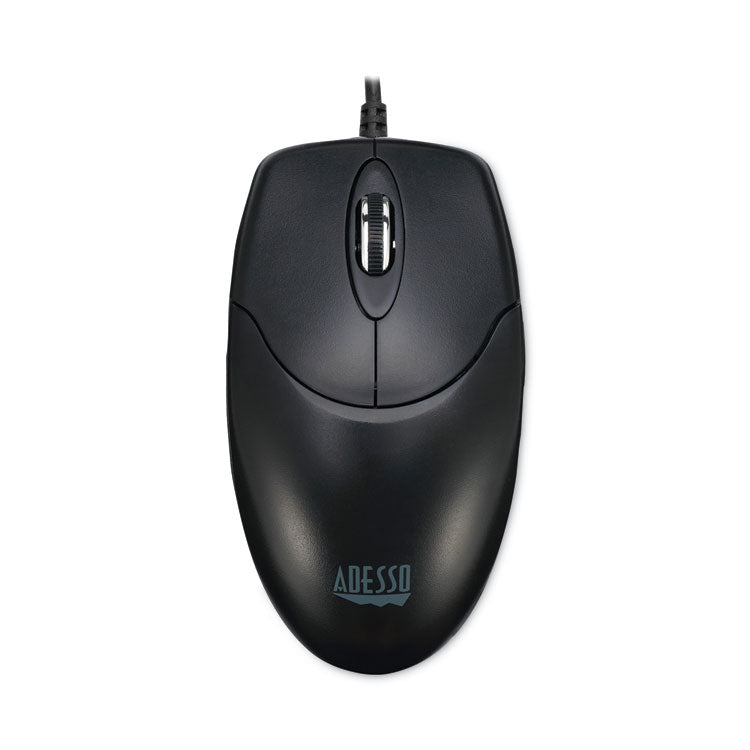 Adesso Three-Button Desktop Optical Scroll USB Mouse, USB 2.0, Left/Right Hand Use, Black (ADEHC3003US) Each