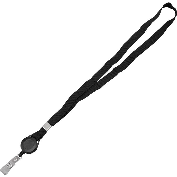 Advantus Badge Reels w/Lanyard, 30" Extension, 36"L, 12/PK, Black (AVT97132) Pack of 12