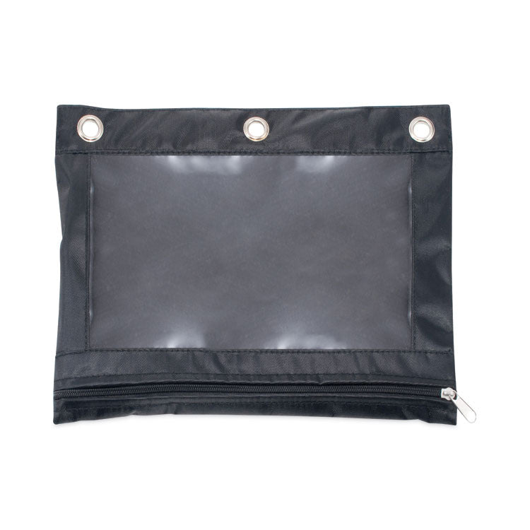 Advantus Binder Pencil Pouch, 10 x 7.38, Black/Clear, 3/Pack (AVT63067) Pack of 3