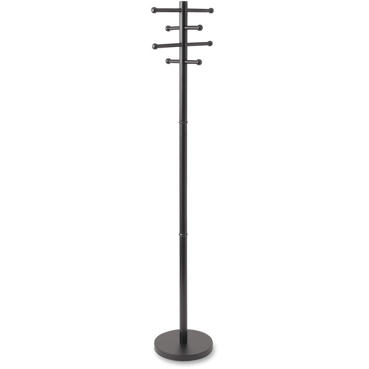 Advantus Wood Coat Trees, 8 Pegs, 68" H, Black (AVT40807) Each