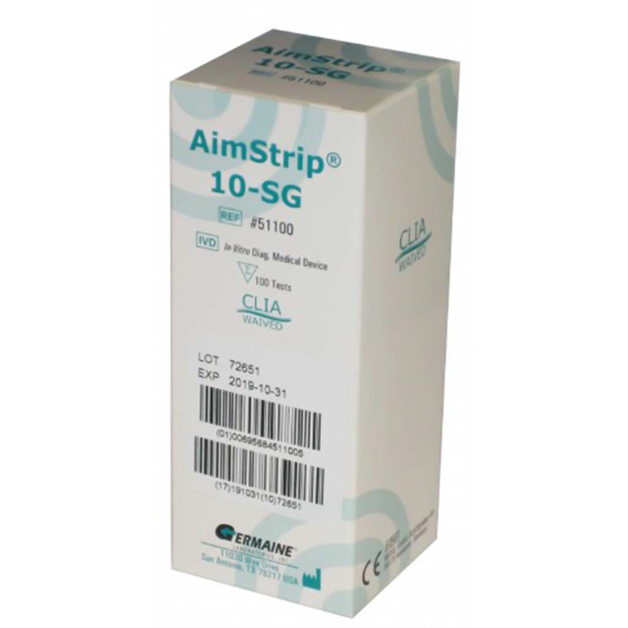AimStrip Urinalysis Reagent Bilirubin, Blood, Glucose, Ketone, Leukocytes, Nitrite, pH, Protein, Specific Gravity, Urobilinogen For AimStrip Urine Analyzer 100 Tests (907700_EA) 1/EA