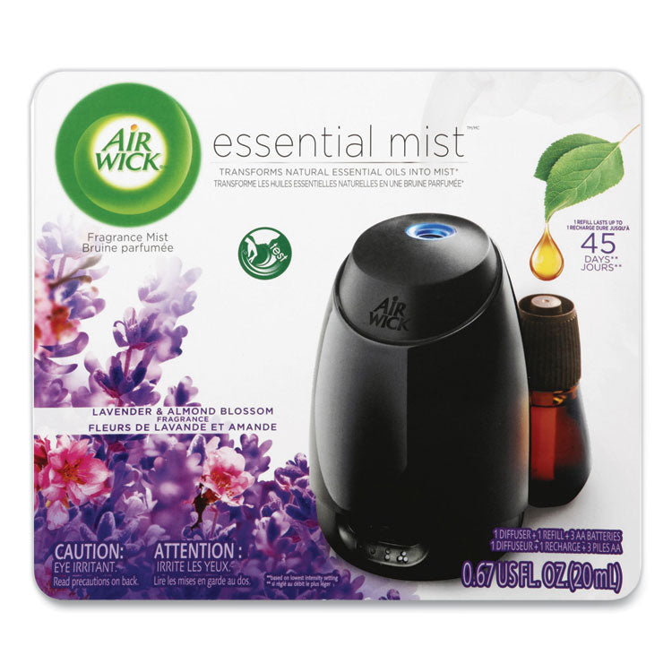 Air Wick Essential Mist Starter Kit, Lavender and Almond Blossom, 0.67 oz Bottle, 4/Carton (RAC98576) Case of 4