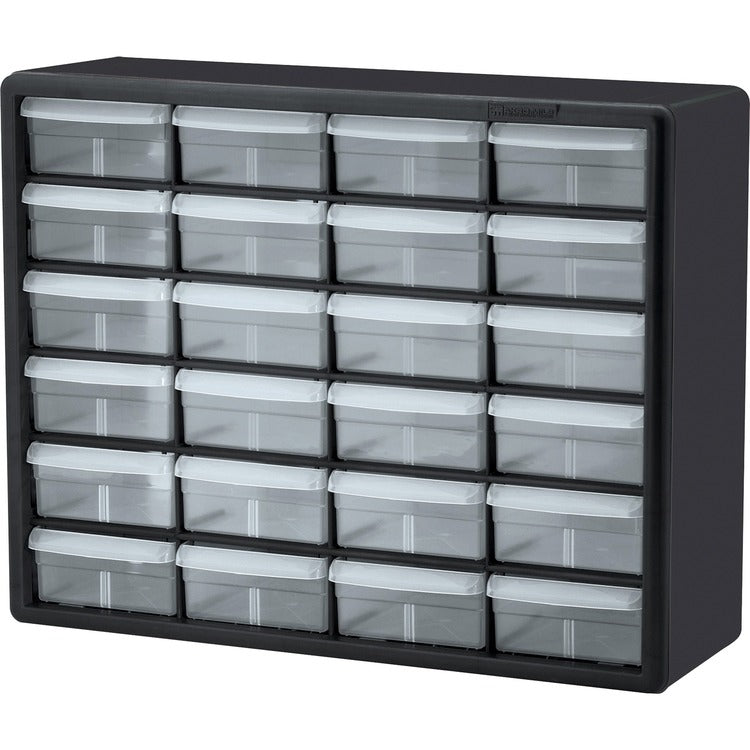 Akro-Mils Plastic Storage Cabines,24-Drawer, 6-3/8"x20"x16", BK/CL (AKM10124) Each
