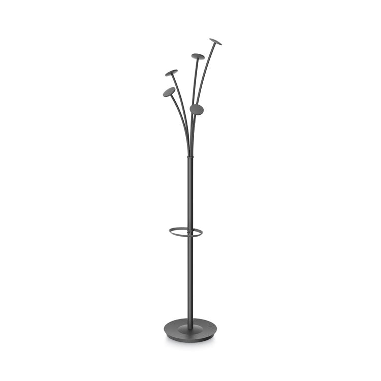 Alba Festival Coat Stand with Umbrella Holder, Five Knobs, 14w x 14d x 73.67h, Black (ABAPMFESTN) Each