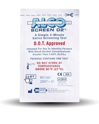 Alco-Screen 02 Drugs of Abuse Test Kit Alcohol Screen 24 Tests CLIA Waived (916729_BX) 24/BX