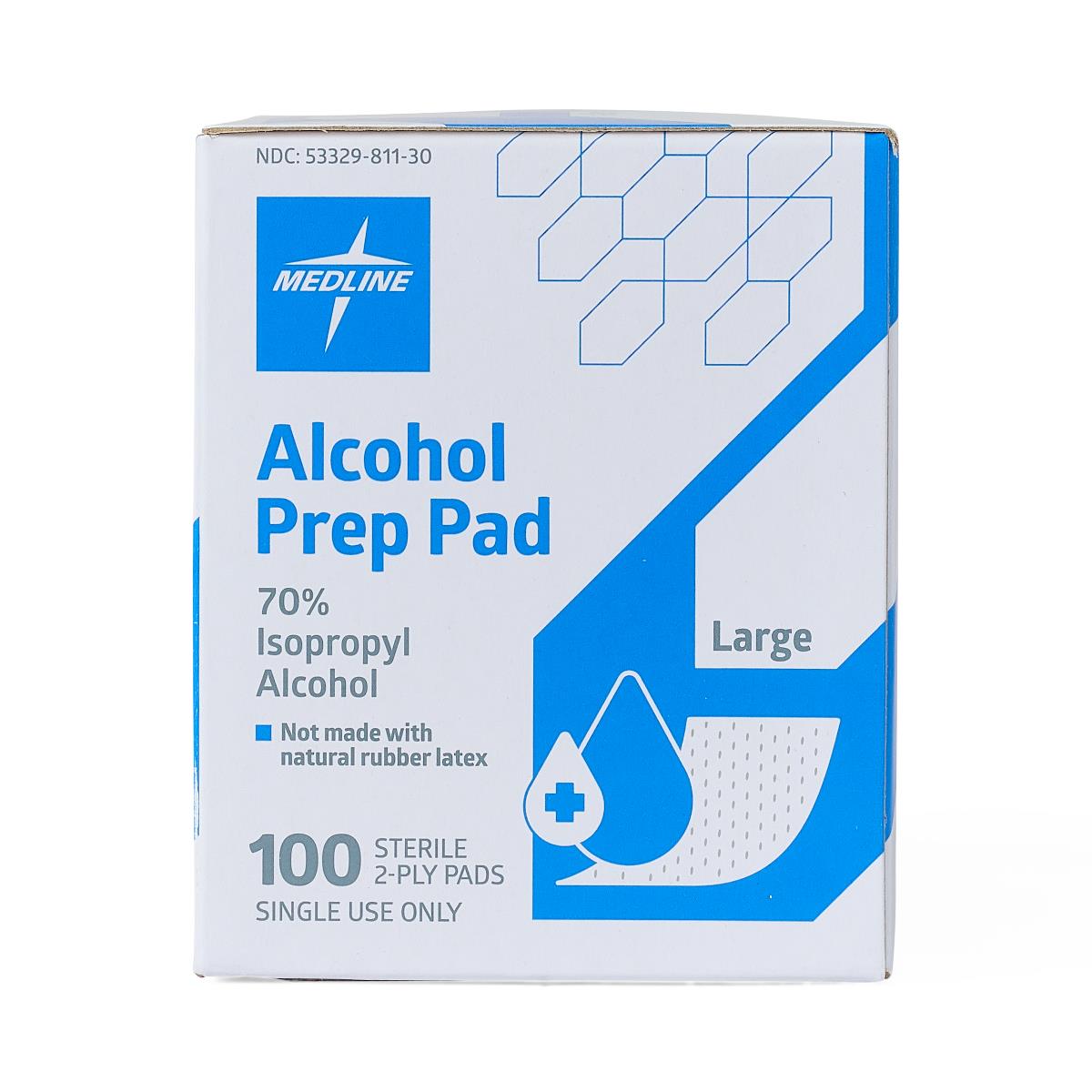 Alcohol Prep Pads, 2-Ply, Size L, 1-3/4" x 3", 1000/CS (MDS090670) Case of 1000