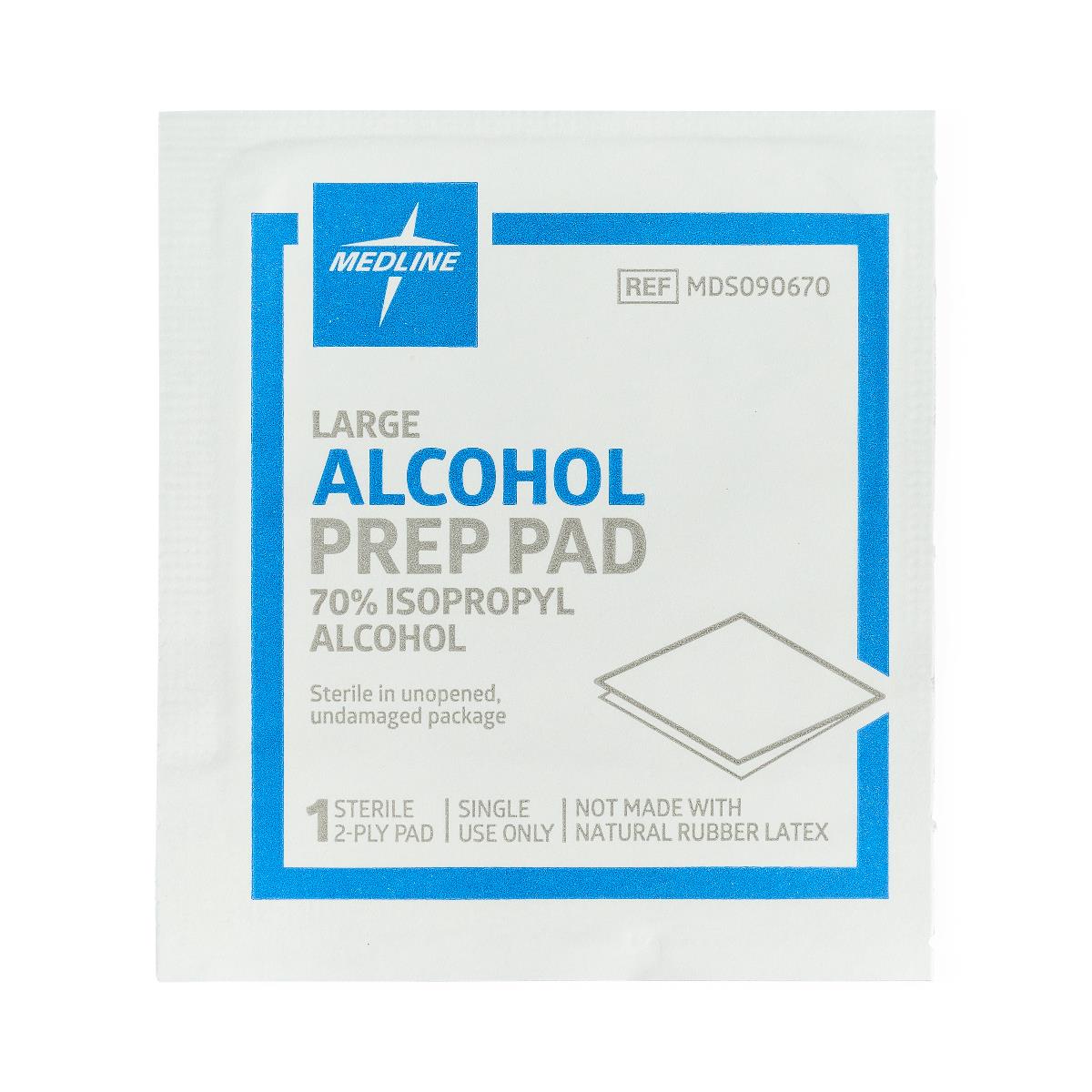 Alcohol Prep Pads, Bulk, 2-Ply, Size M, 1-1/8" x 2-3/8", 3000/CS (MDS090737) Case of 3000