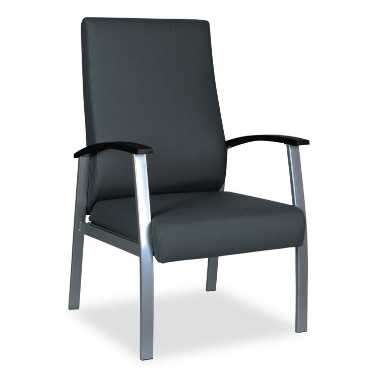 Alera Alera metaLounge Series High-Back Guest Chair, 24.6" x 26.96" x 42.91", Black Seat, Black Back, Silver Base (ALEML2419) Each