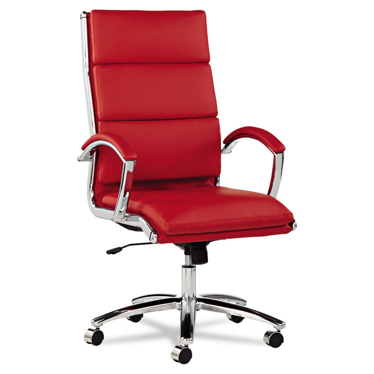 Alera Alera Neratoli High-Back Slim Profile Chair, Faux Leather, Up to 275 lb, 17.32" to 21.25" Seat Height, Red Seat/Back, Chrome (ALENR4139) Each