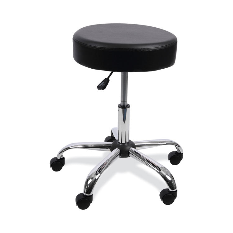Alera Height Adjustable Lab Stool, Backless, Supports Up to 275 lb, 19.69" to 24.80" Seat Height, Black Seat, Chrome Base (ALEUS4716) Each