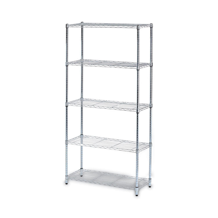 Alera Residential Wire Shelving, Five-Shelf, 36w x 14d x 72h, Silver (ALESW853614SR) Each