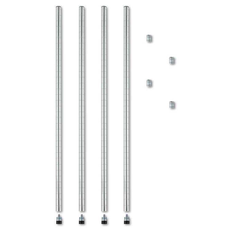 Alera Stackable Posts For Wire Shelving, 36" High, Silver, 4/Pack (ALESW59PO36SR) Pack of 4