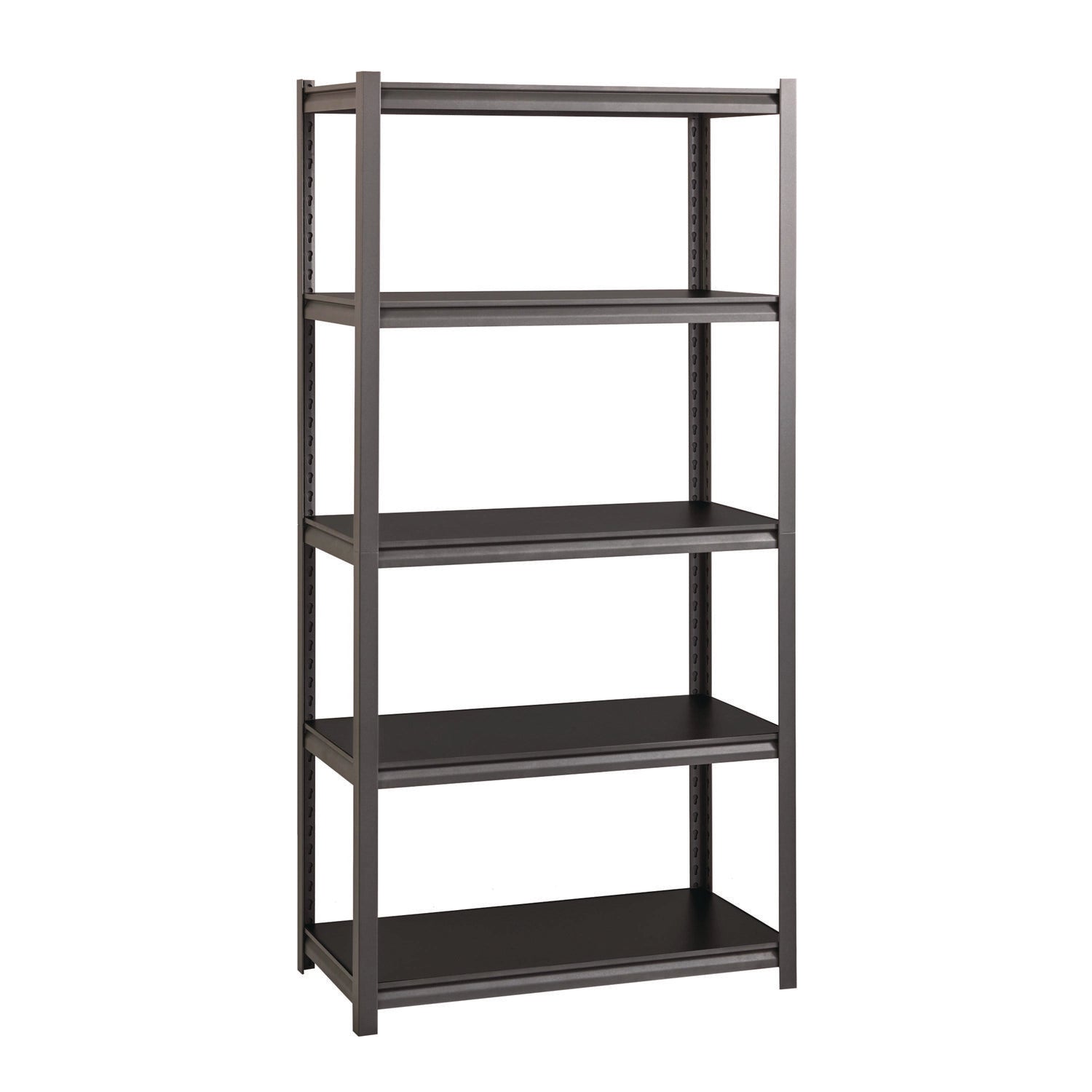 Alera Steel Shelving Unit with Laminate Shelves, Five-Shelf, 36w x 18d x 72h, Steel, Black/Gun Metal Gray (ALESU721836L) Each