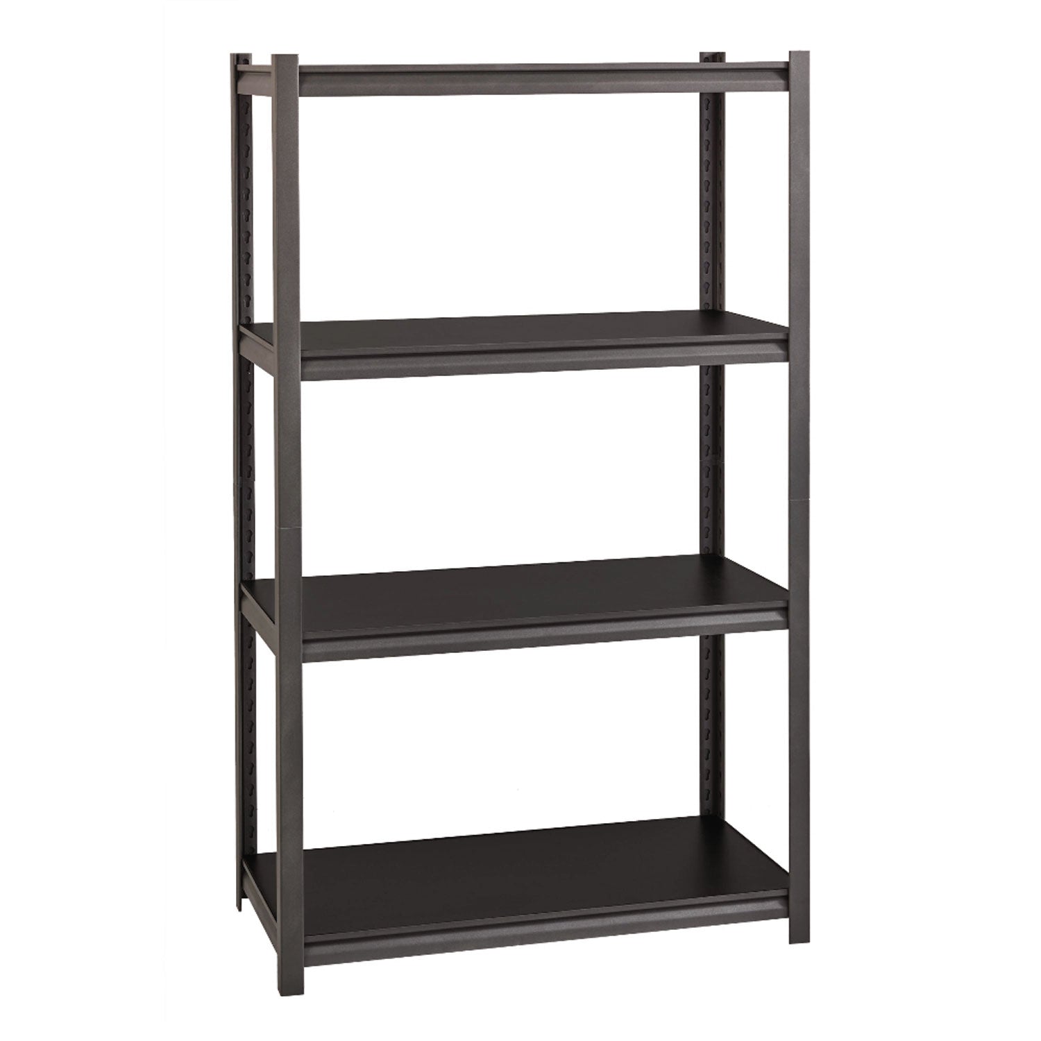 Alera Steel Shelving Unit with Laminate Shelves, Four-Shelf, 36w x 18d x 60h, Steel, Black/Gun Metal Gray (ALESU601836L) Each