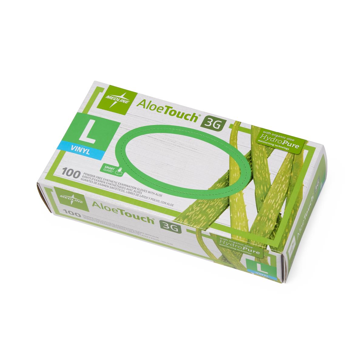 AloeTouch 3G Synthetic Stretch Exam Gloves, Vinyl, Powder Free, Size L, 100/BX (MDS195176H) Box of 100