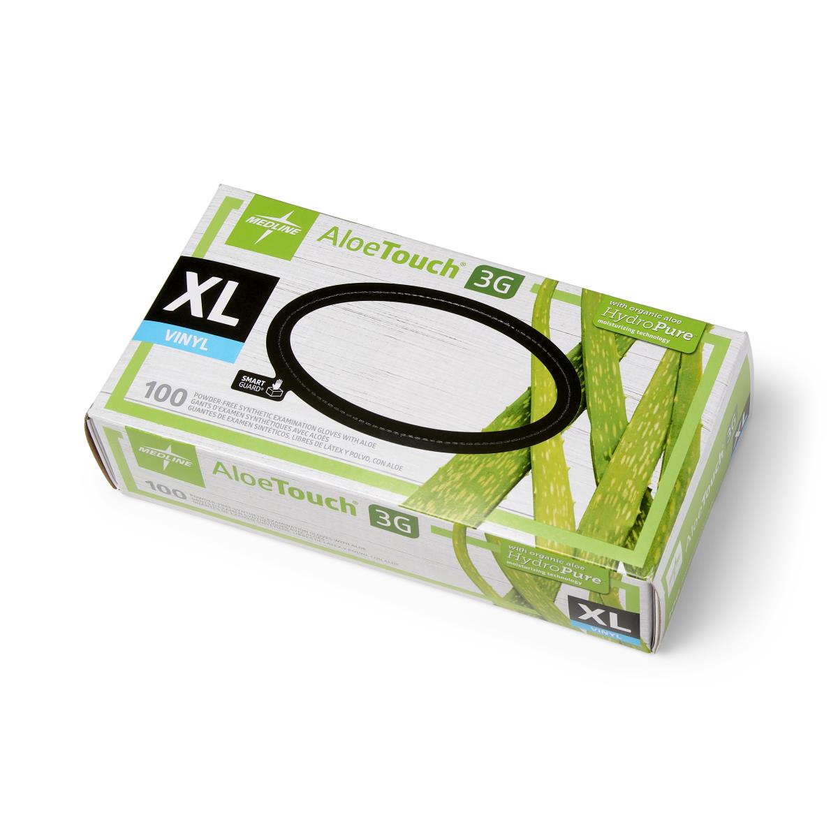 AloeTouch 3G Synthetic Stretch Exam Gloves, Vinyl, Powder Free, Size XL, 100/BX (MDS195177H) Box of 100