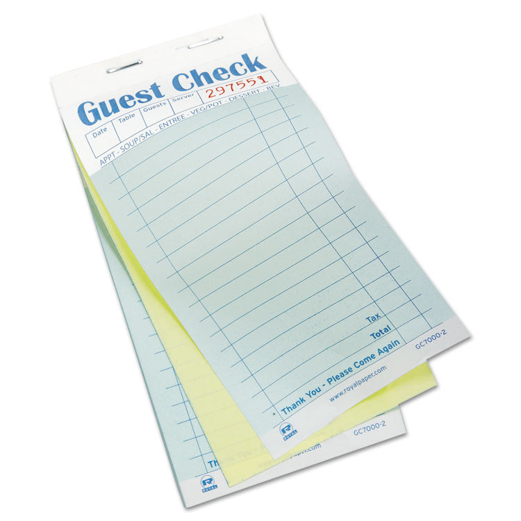 AmerCareRoyal Guest Check Pad, 17 Lines, Two-Part Carbonless, 3.6 x 6.7, 50 Forms/Pad, 50 Pads/Carton (RPPGC70002) Case of 50