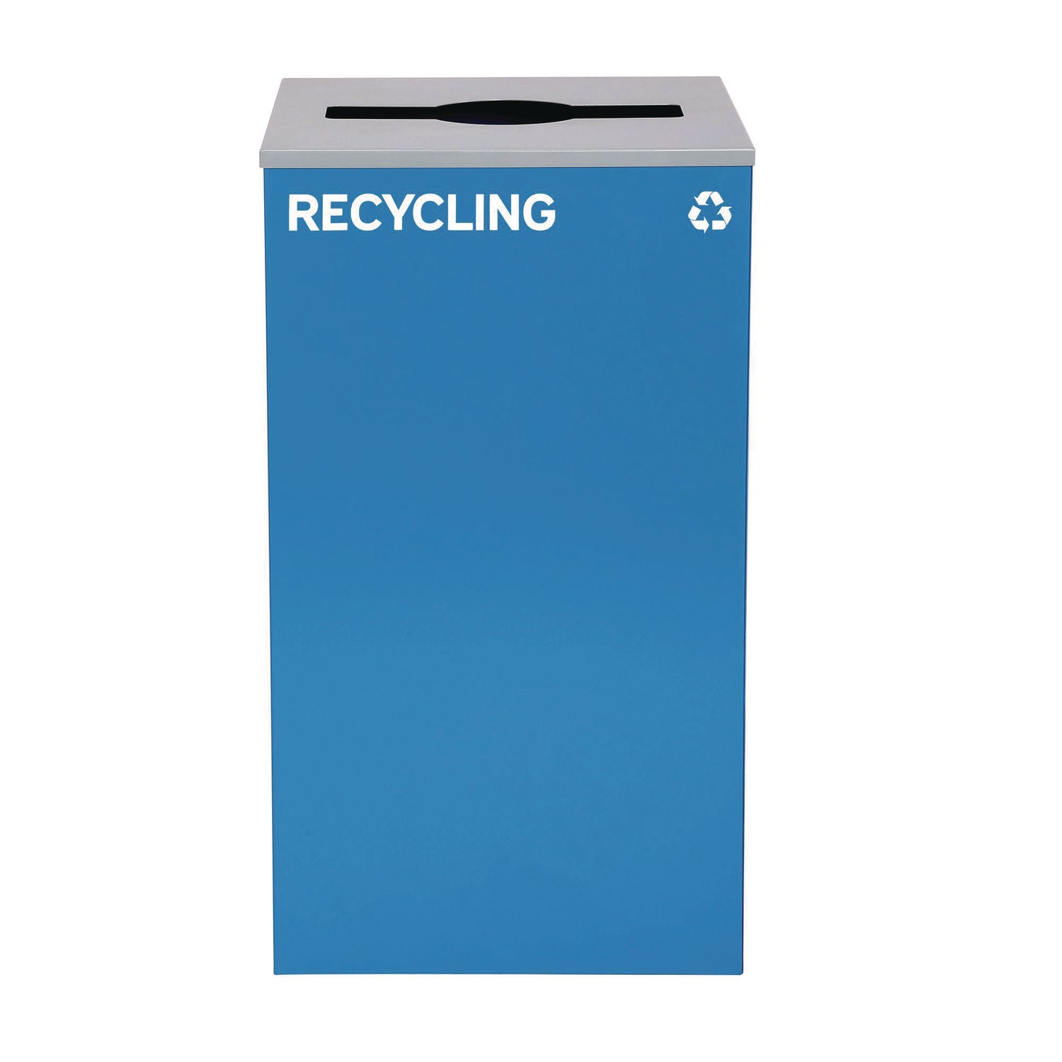 Alpine Industries 29 Gallon Trash/Recycling Cans, Steel, Blue Recycling Can with Mixed Lid (ALH4450KITBLUMR) Each