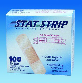 American White Cross Stat Strip Adhesive Strip 1 X 3 Inch Plastic Rectangle Sheer Sterile (197291_CS) 1200/CS