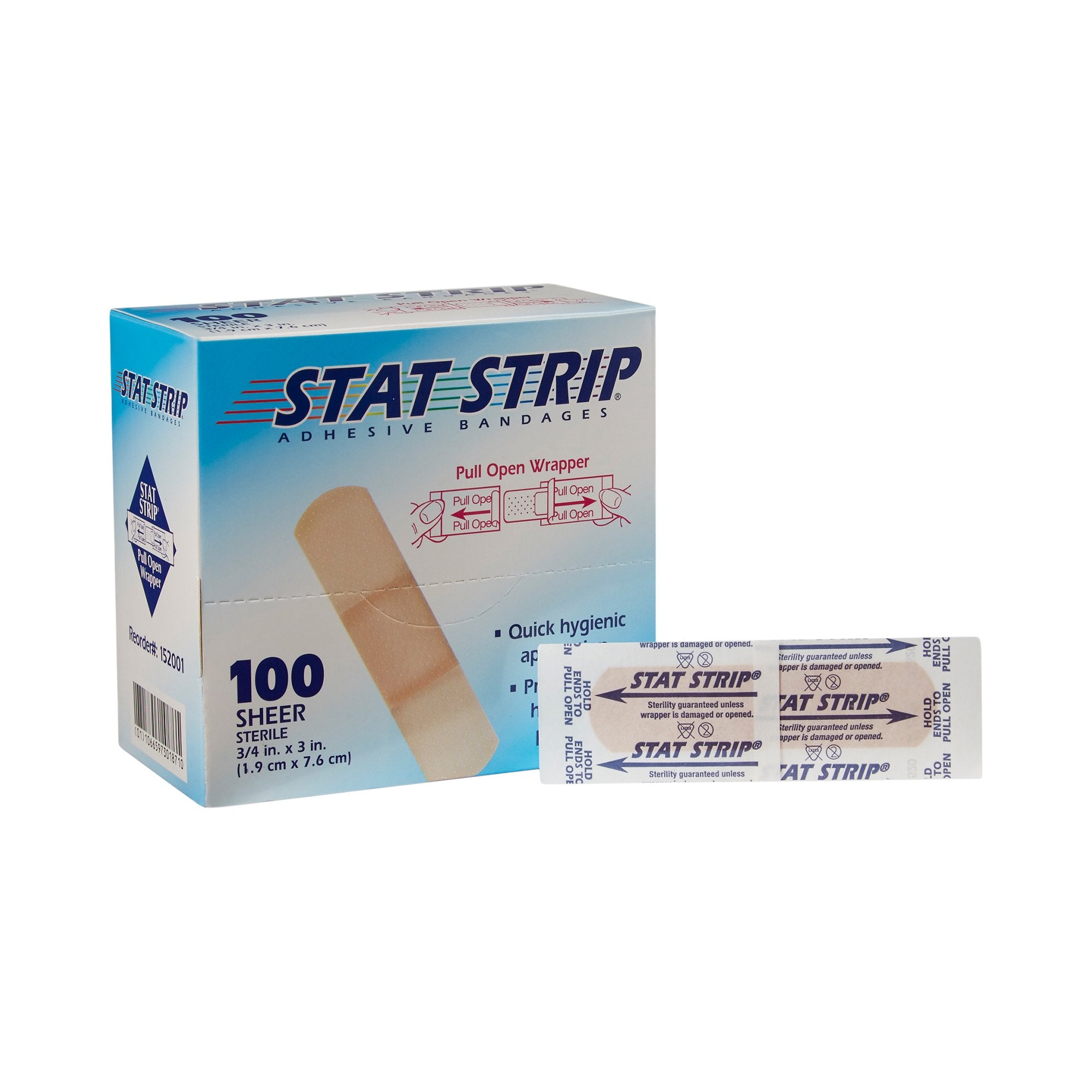 American White Cross Stat Strip Adhesive Strip 3/4 X 3 Inch Plastic Rectangle Tan Sterile (184495_BX) 100/BX