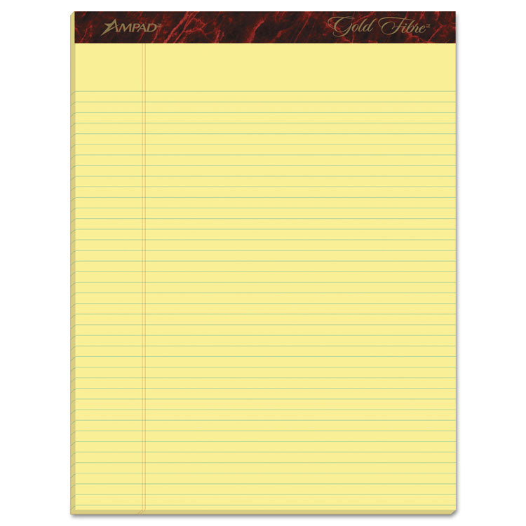 Ampad Gold Fibre Quality Writing Pads, Narrow Rule, 50 Canary-Yellow 8.5 x 11.75 Sheets, Dozen (TOP20022) 1 Dozen
