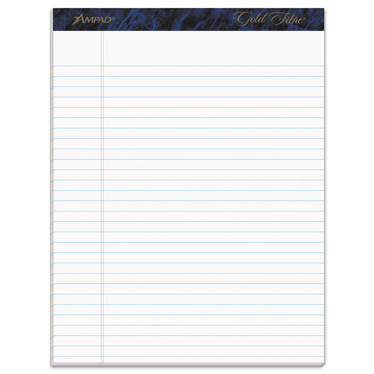 Ampad Gold Fibre Quality Writing Pads, Wide/Legal Rule, 50 White 8.5 x 11.75 Sheets, Dozen (TOP20070) 1 Dozen