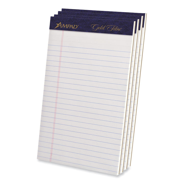 Ampad Gold Fibre Writing Pads, Narrow Rule, 50 White 5 x 8 Sheets, 4/Pack (TOP20018) Pack of 4