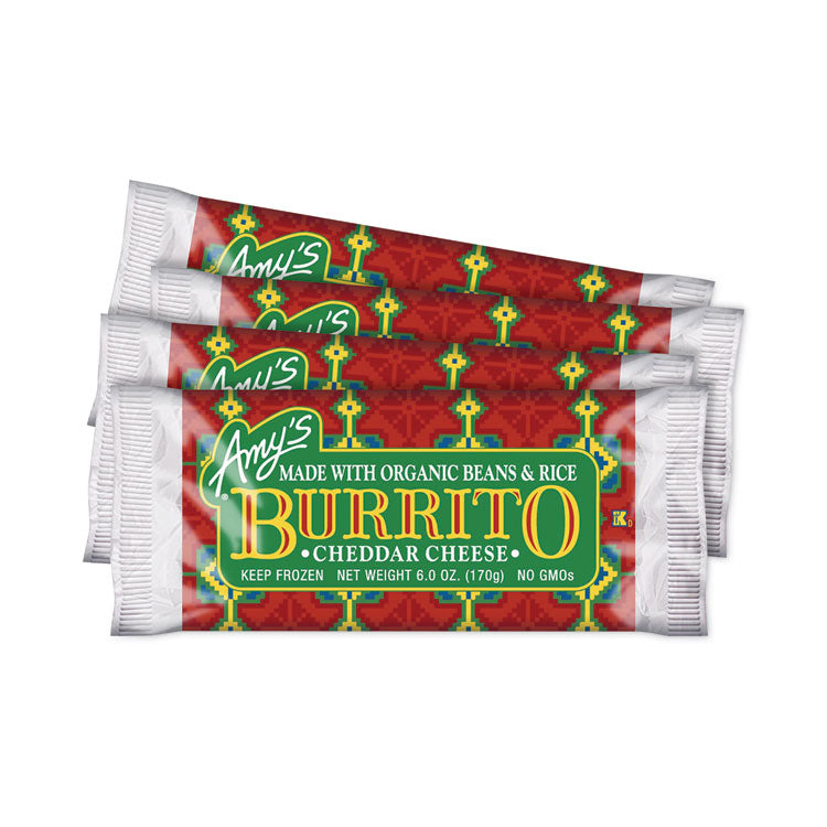 Amy's Cheddar Cheese, Bean and Rice Burrito, 6 oz Pouch, 4/Carton, Ships in 1-3 Business Days (GRR90300142)