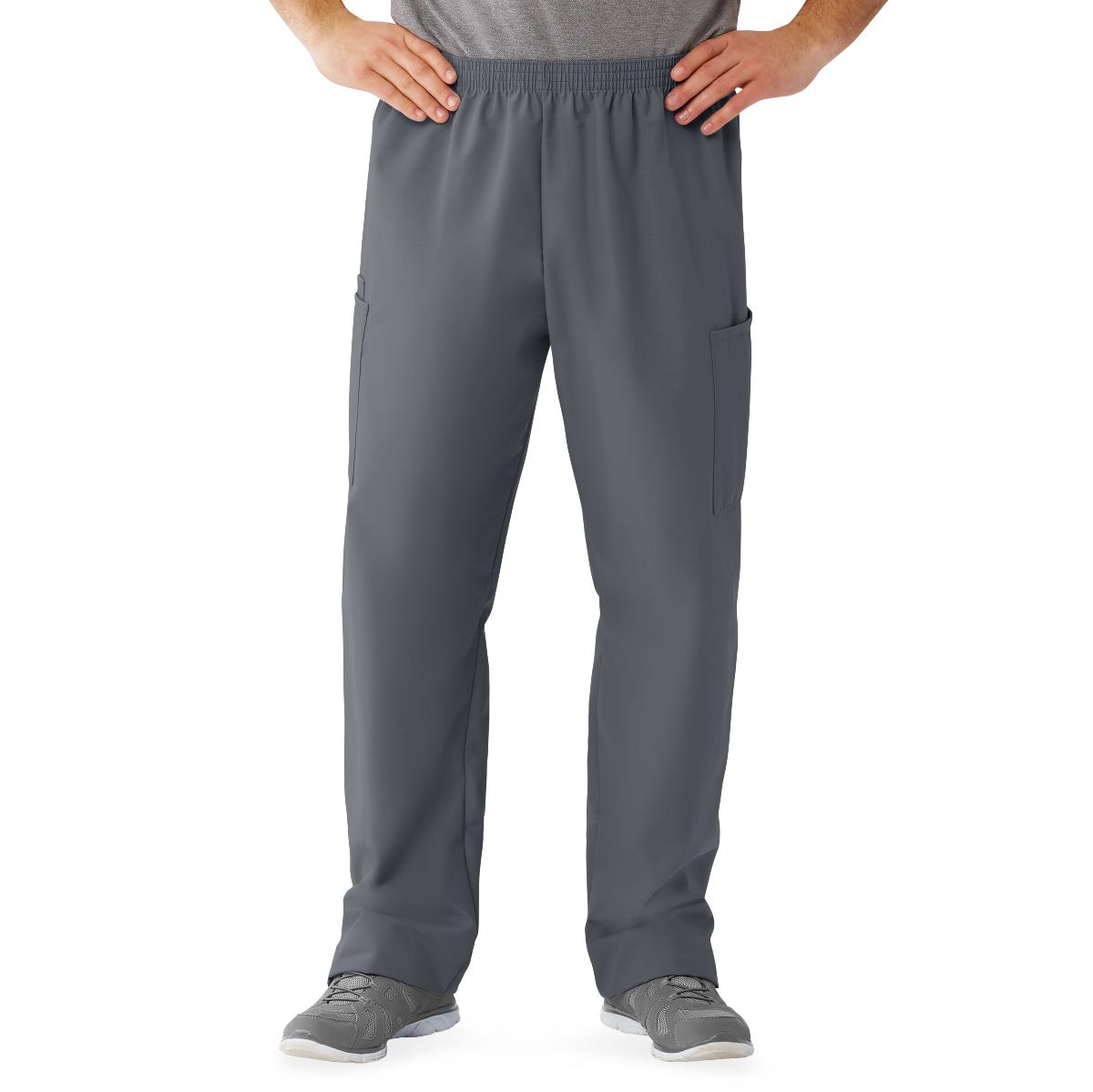 AngelStat Unisex Cargo Scrub Pants with Elastic Waist, Charcoal, Regular Inseam, Size L, 1 EA (674NCCLM) Each