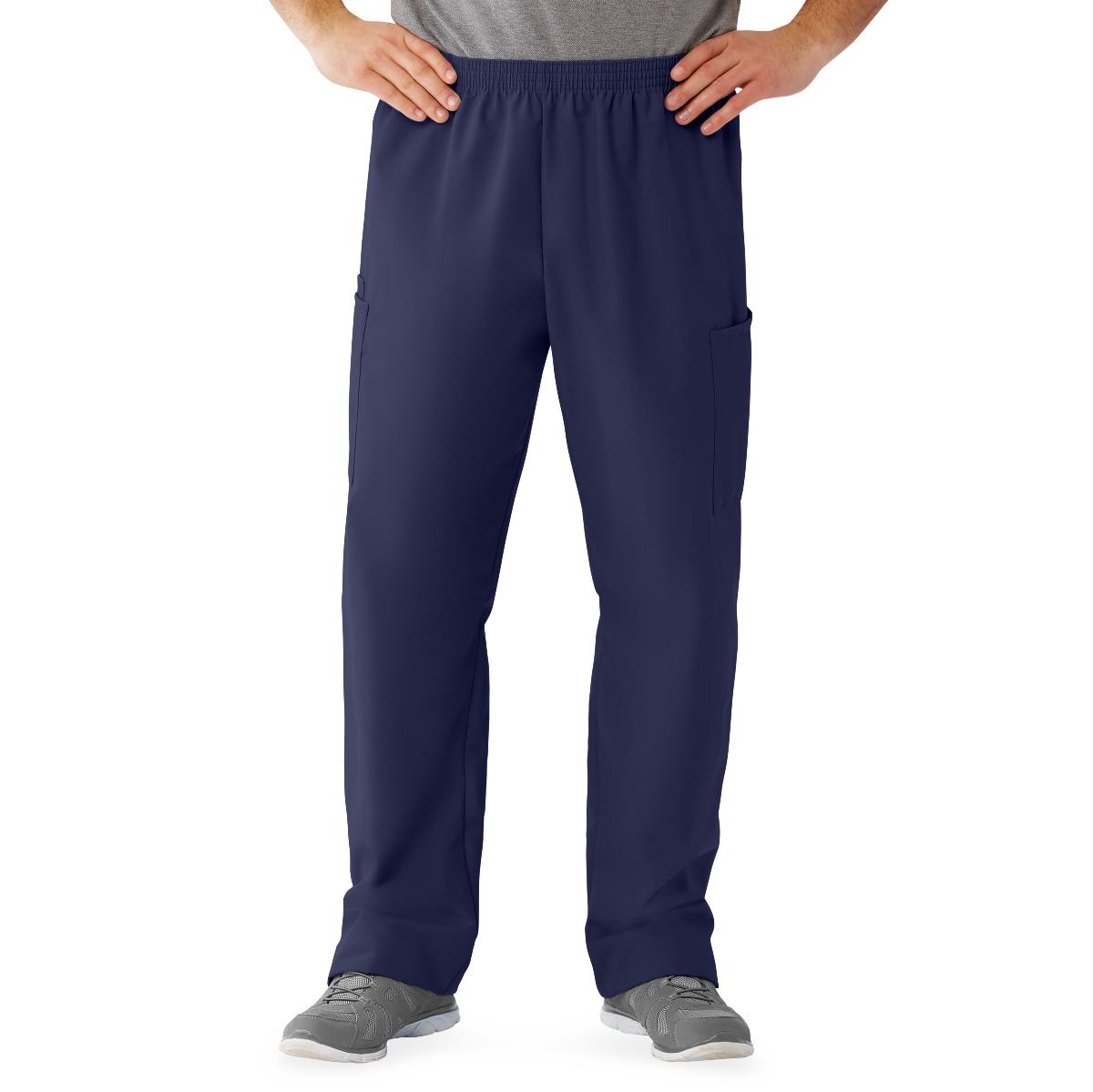 AngelStat Unisex Cargo Scrub Pants with Elastic Waist, Navy, Long Inseam, Size XL, 1 EA (674NNTXLL) Each