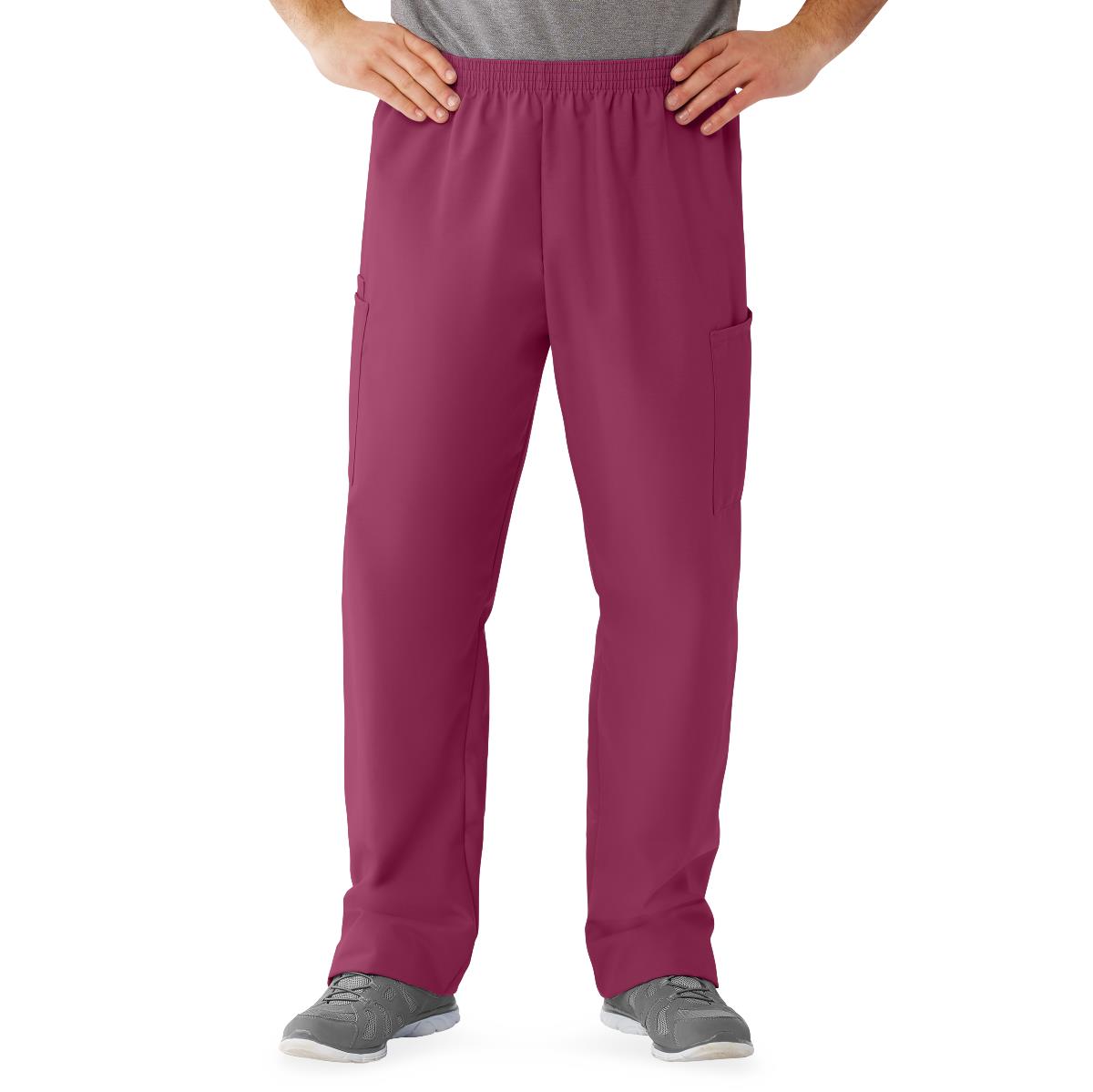 AngelStat Unisex Cargo Scrub Pants with Elastic Waist, Raspberry, Regular Inseam, Size 4XL, 1 EA (674NTR4XLM) Each