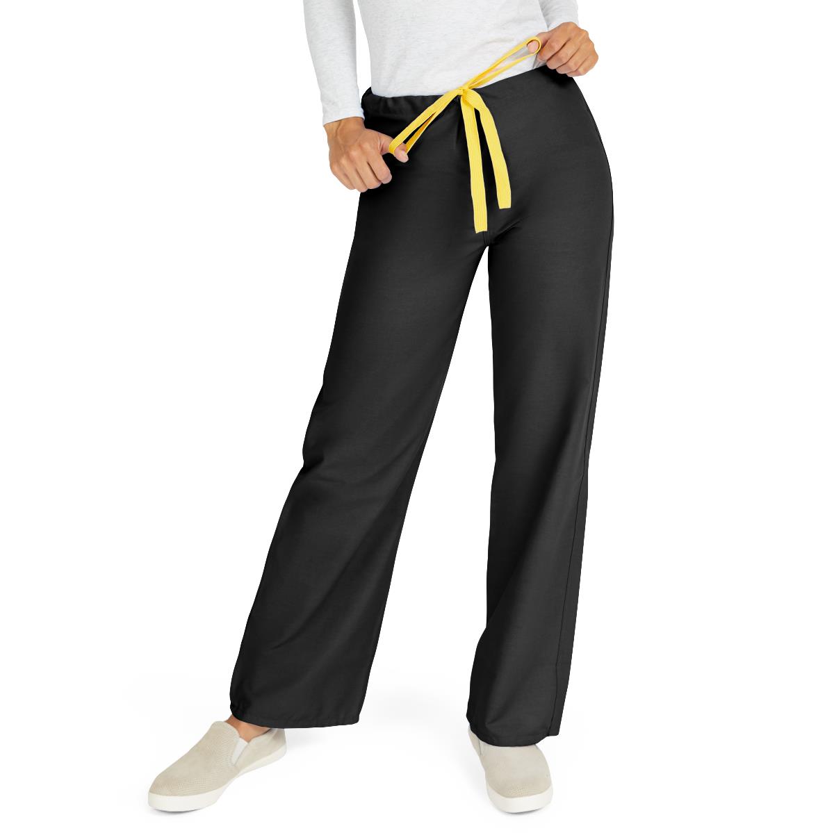 AngelStat Unisex Reversible Scrub Pants with Drawstring Waist, Black, Size XL, Color Code, 1 EA (600BLKXL-CM) Each