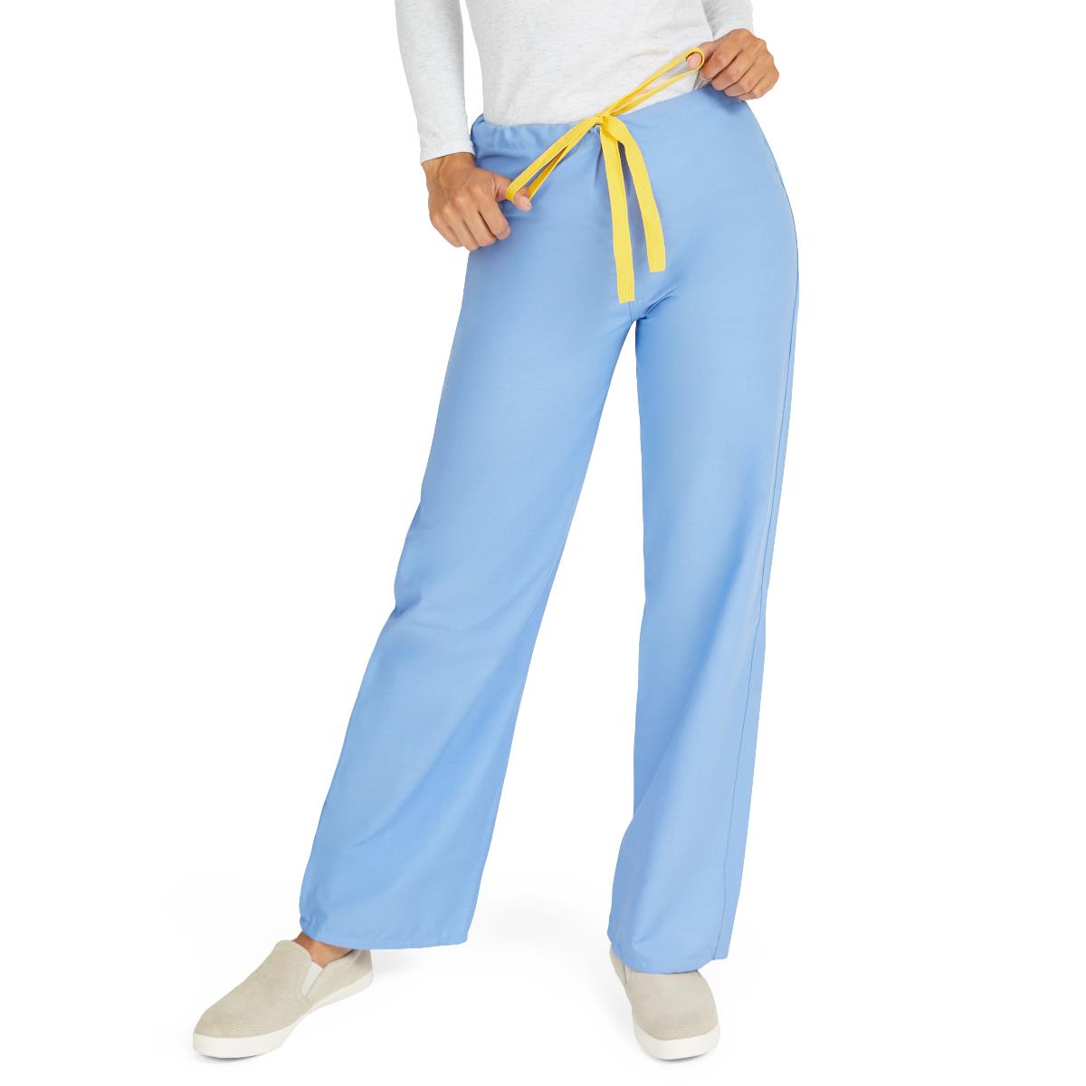 AngelStat Unisex Reversible Scrub Pants with Drawstring Waist, Ceil Blue, Size XS, Color Coding, 1 EA (M600NTHXS-CM) Each