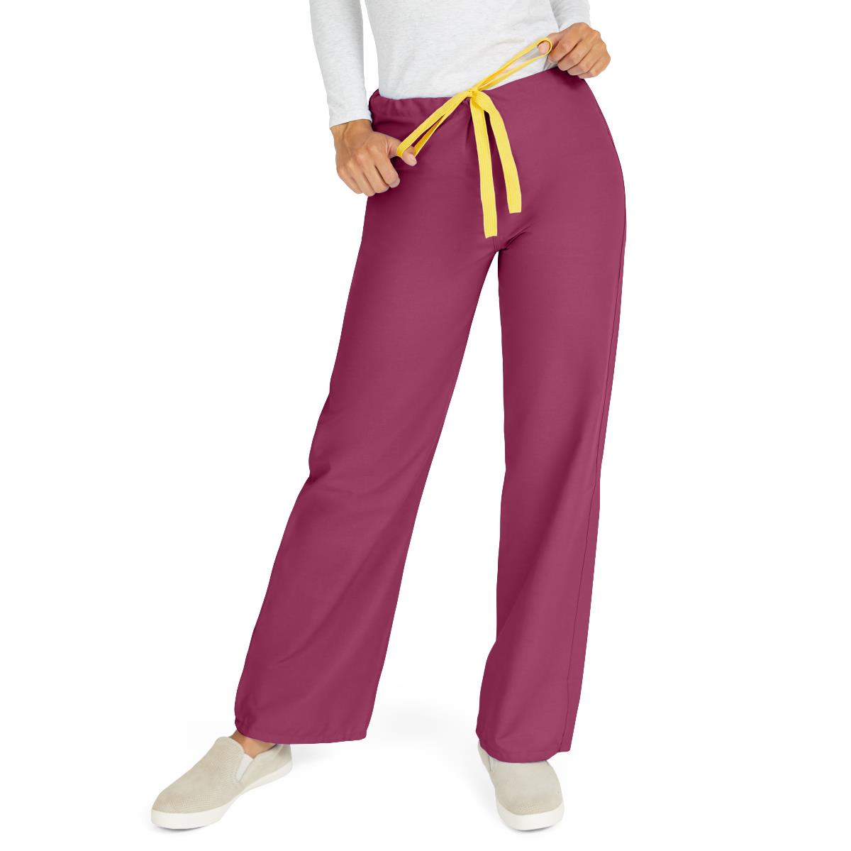 AngelStat Unisex Reversible Scrub Pants with Drawstring Waist, Raspberry, Size XS, Angelica Color Code, 1 EA (600NTRXS-CA) Each