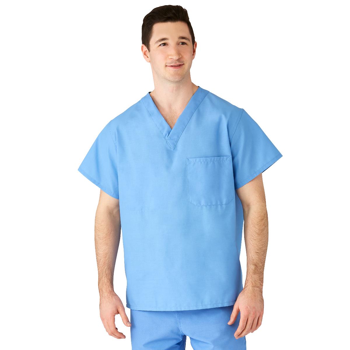 AngelStat Unisex Reversible V-Neck Scrub Top with 2 Pockets, Ceil Blue, Size 4XL, Color Coding, 1 EA (M610NTH4XL-CM) Each